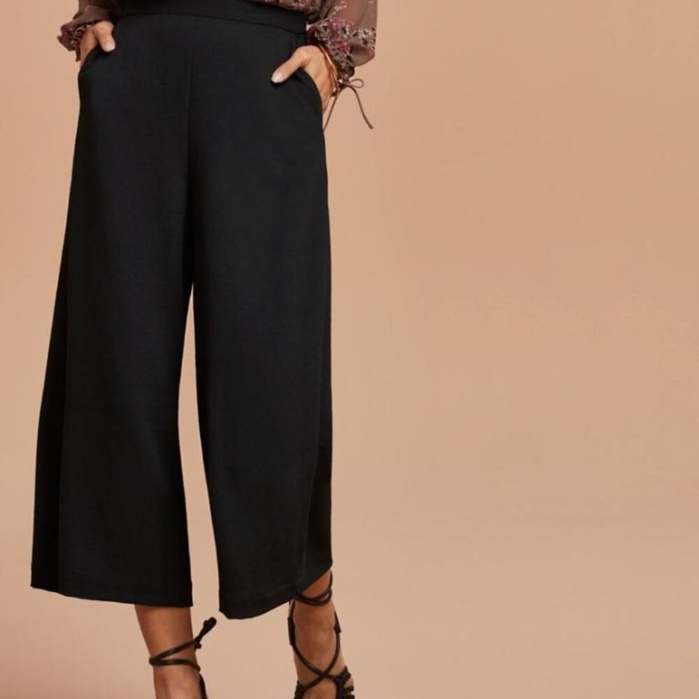 Aritzia Wilfred Lalement Black Culotte Cropped High Rise Wide Leg Pants Size 10